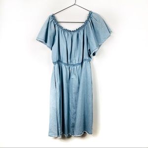 Lane Bryant Dresses - Lane Bryant Denim Chambray Off the Shoulder Dress Lane Bryant Dresses - Lane Bryant Denim Chambray Off the Shoulder Dress